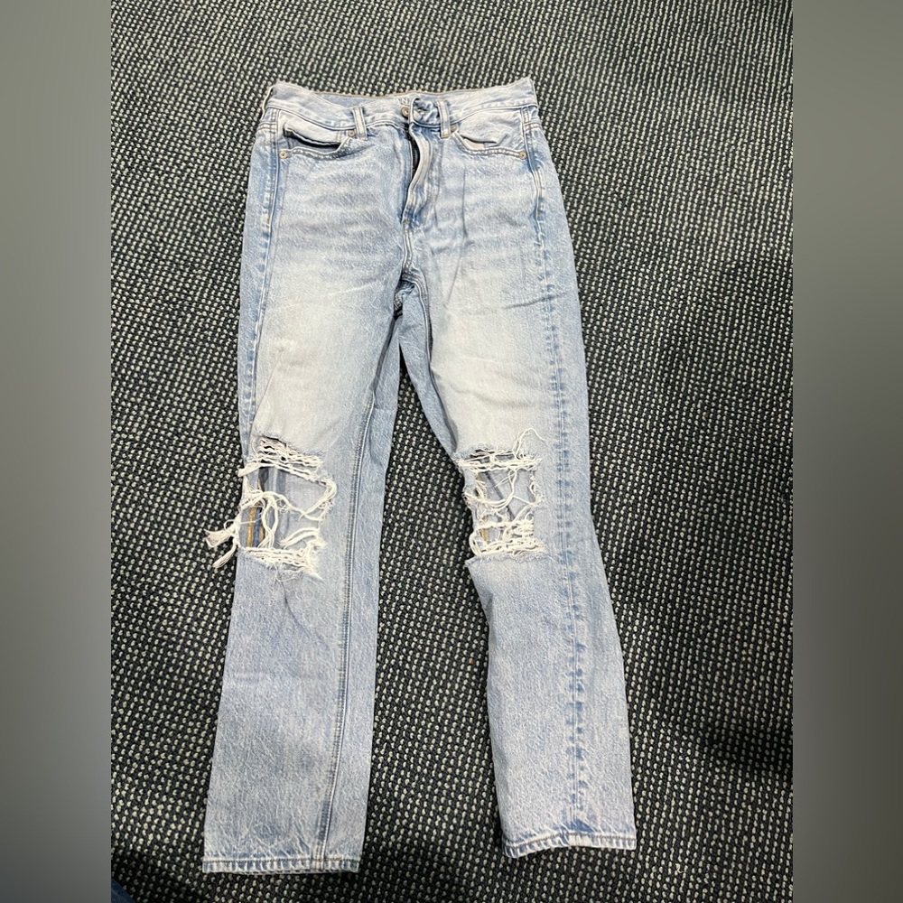 AEO distressed mom jeans